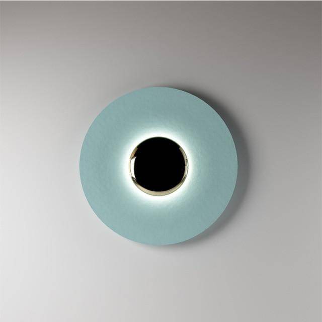 SUENTA Design Wandleuchte Mit LED In Farbigem Metall-Disk Stil Blau