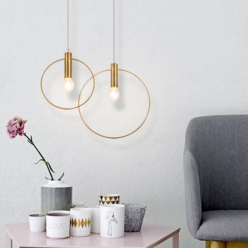 SUENTA LED-Hängelampe in runder Form mit goldenem Finish Metall