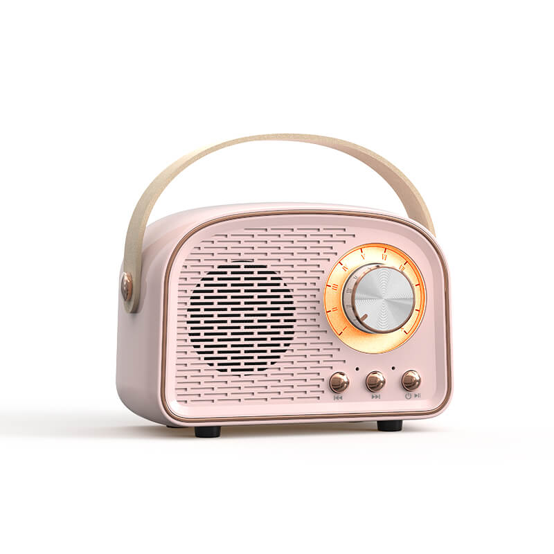 SUENTA Bluetooth Lautsprecher Retro Wireless Tragbares Radio Rosa