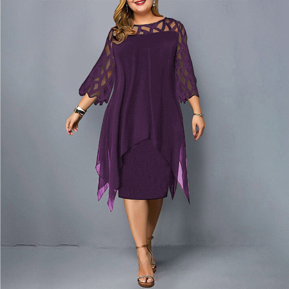 SUENTA Damen Midi-Abendkleid - Leicht mit ausgeschnittenen Ärmeln Lila