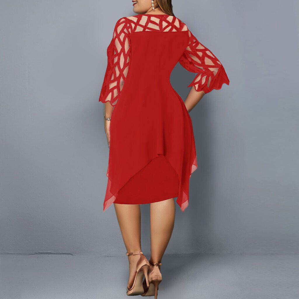 SUENTA Damen Midi-Abendkleid - Leicht mit ausgeschnittenen Ärmeln