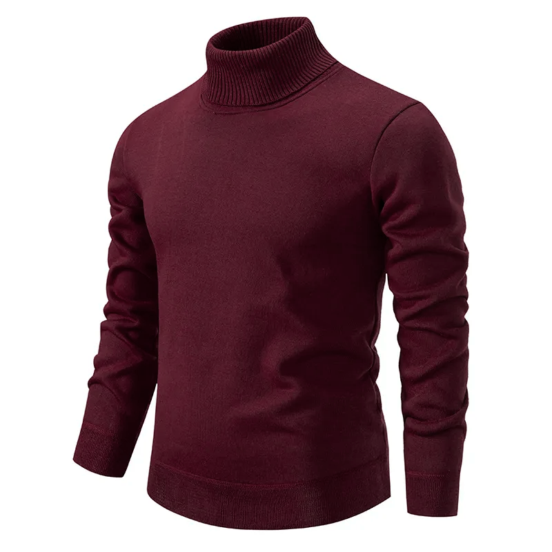 SUENTA Baumwolle - Rollkragenpullover Skandinavischer Stil Weinrot