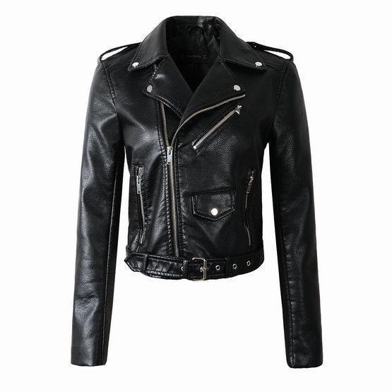 SUENTA Damen Bikerjacke Mit Reißverschluss Klassisch Stil Schwarz