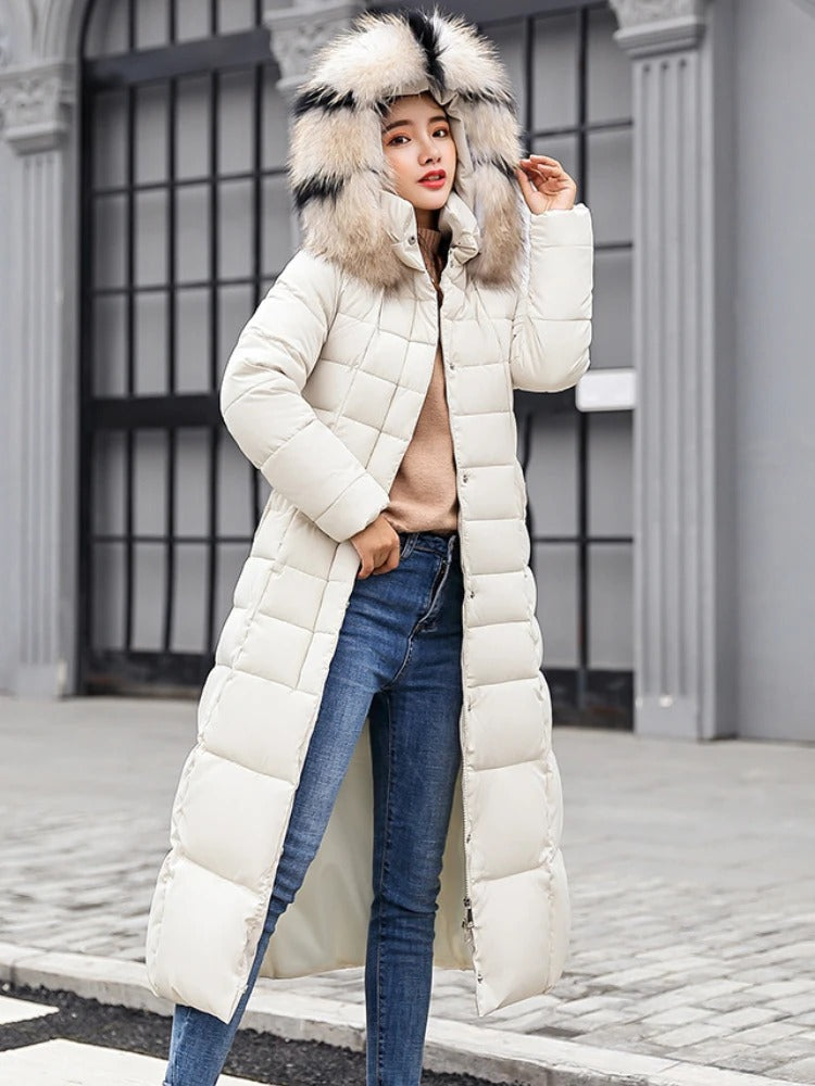 SUENTA Damen-Steppmantel Warm Stilvoll Komfort Materialien - Winterjacke Damen Dunkelweiß