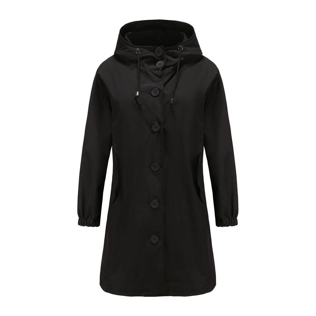 SUENTA Damen Leichte Regenjacke Klassisch Wasserabweisend Schutz Schwarz