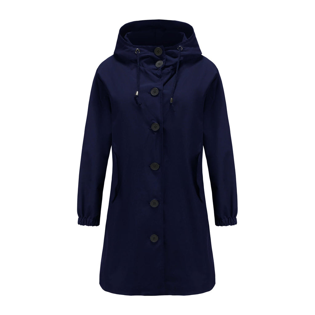 SUENTA Damen Leichte Regenjacke Klassisch Wasserabweisend Schutz Dunkelblau