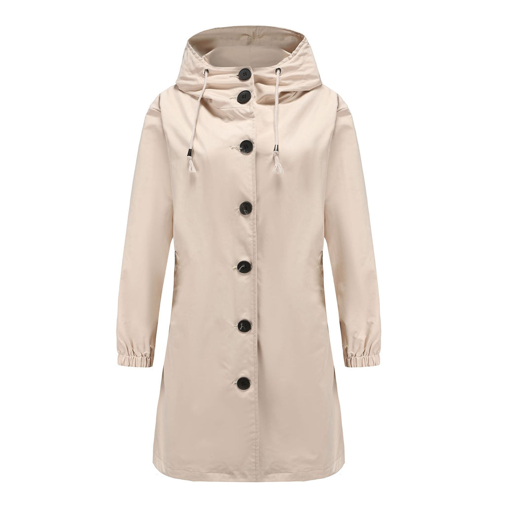 SUENTA Damen Leichte Regenjacke Klassisch Wasserabweisend Schutz Beige