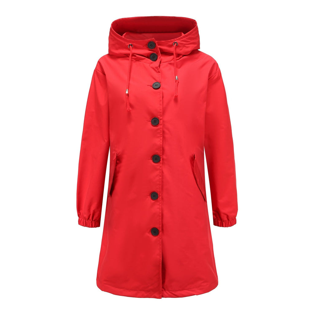 SUENTA Damen Leichte Regenjacke Klassisch Wasserabweisend Schutz Rot