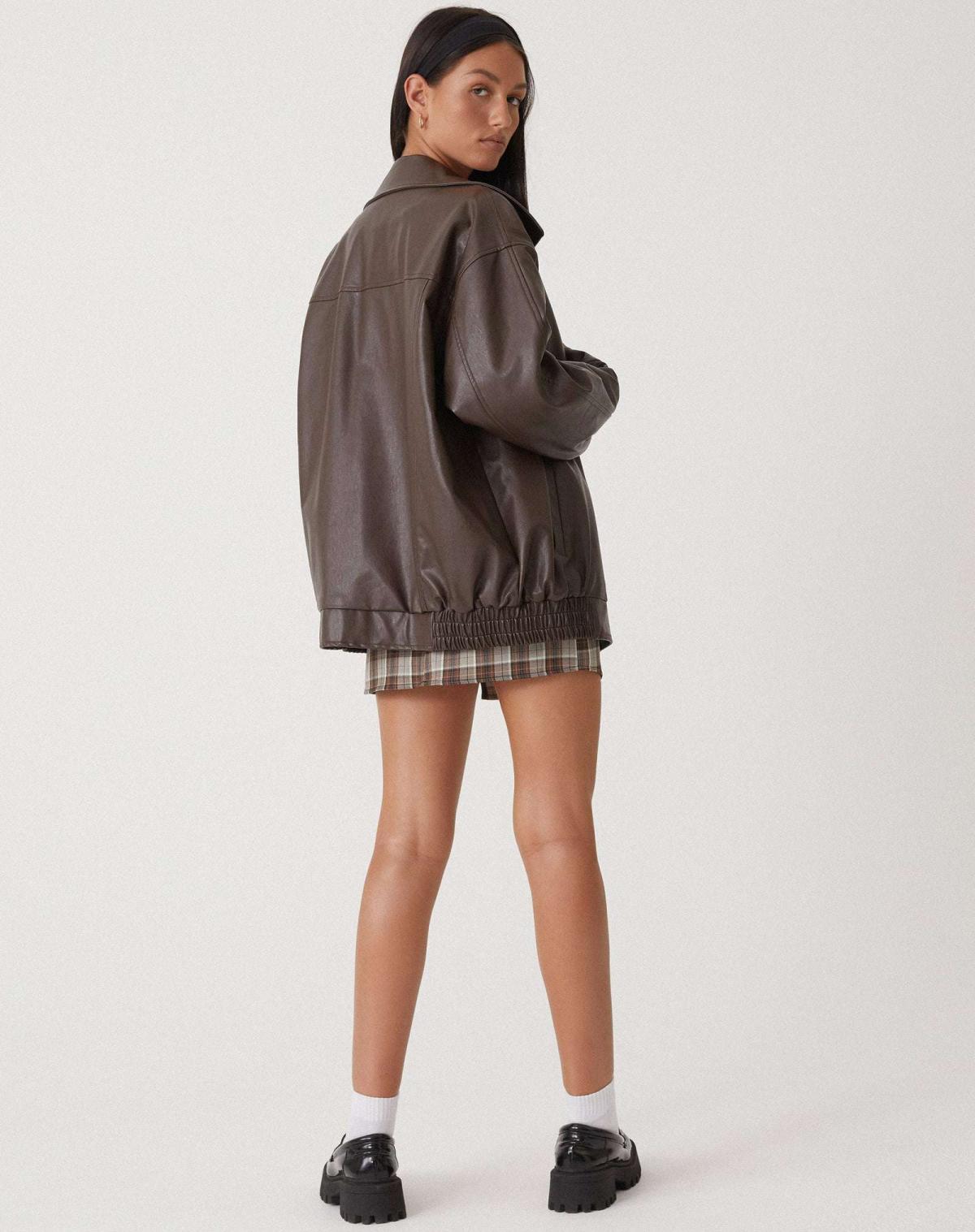 SUENTA Damen Elegante Oversized Lederjacke Für Jeden Anlass Jacke